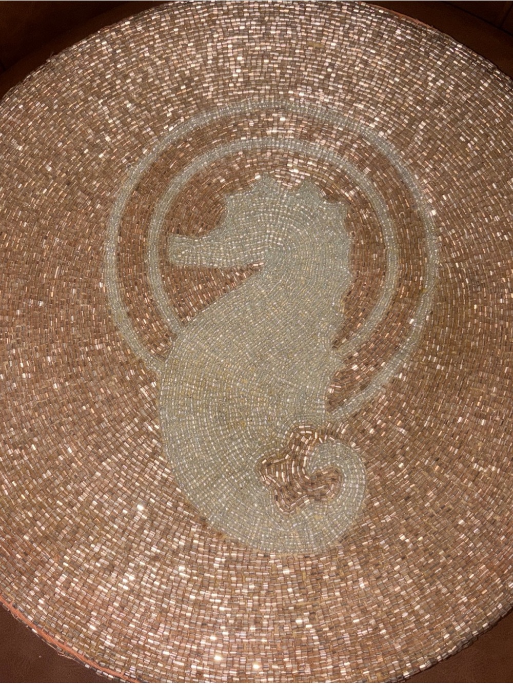 3 Waterford Placemat Beaded rosegold pink Charger seahorse nautical beachhouse - Picture 3 of 9
